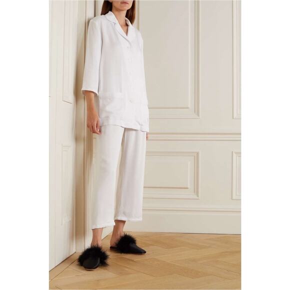 Sleeper Womens Sleep Lounge Button Up Shirt Top & Pants Pajama Set Size XL White - Picture 1 of 13